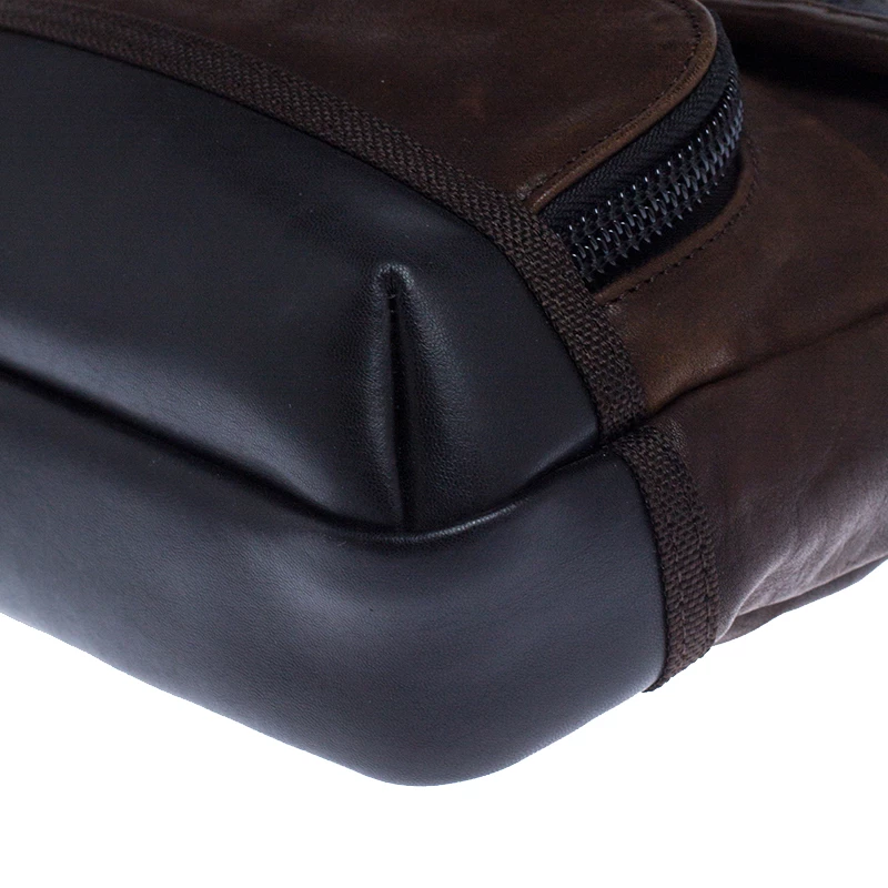 TUMI Brown/Black Leather Alpha Bravo Barstow Messenger Bag For Men - Image 12