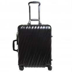 TUMI Black Aluminum 4 Wheel Short Trip Packing Case 19 Degrees Luggage 55 For Men