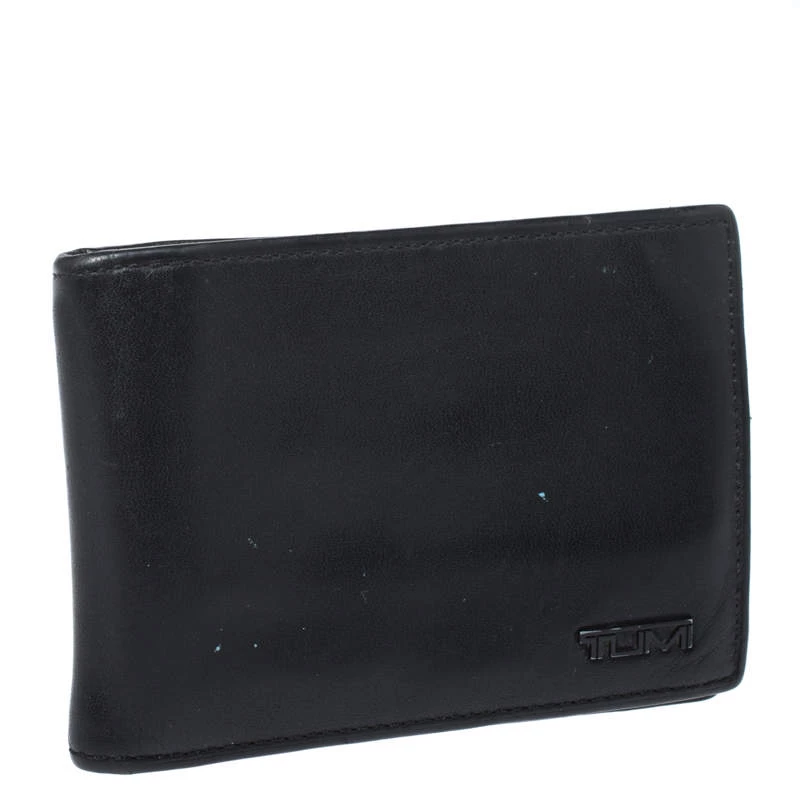 Tumi Black Leather Money Clip Bifold Wallet For Men - Image 3