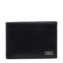 Tumi Black Leather Slim Bifold Wallet For Men