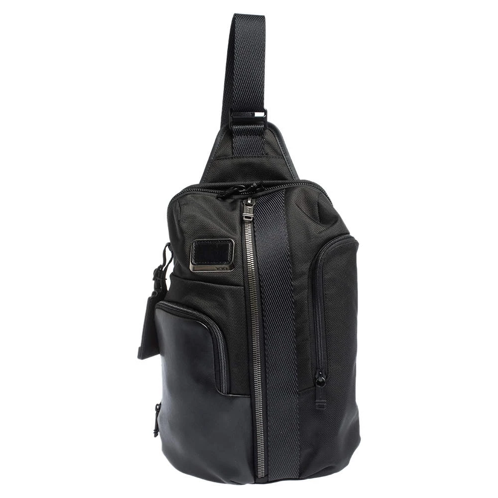 TUMI Black Nylon And Leather Alpha Bravo Saratoga Sling Bag For Men