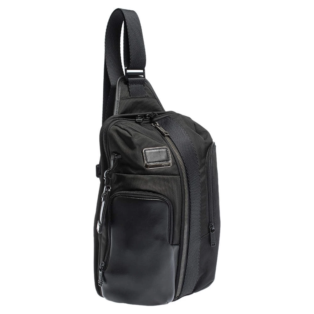 TUMI Black Nylon And Leather Alpha Bravo Saratoga Sling Bag For Men - Image 3