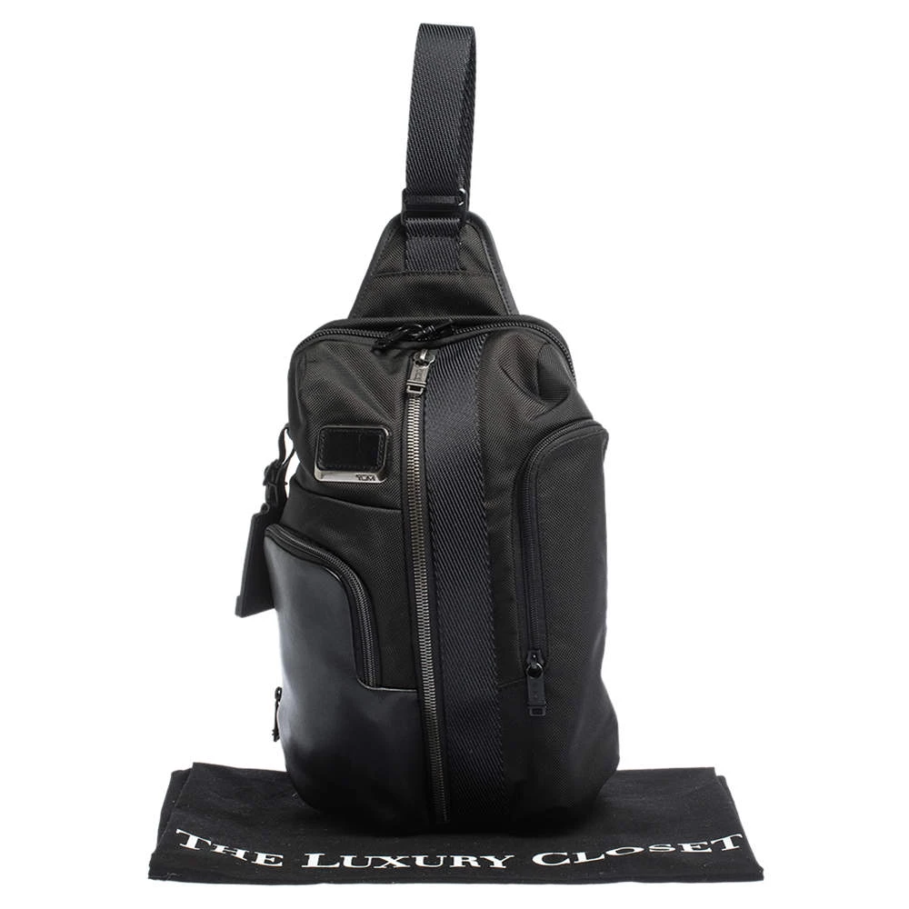 TUMI Black Nylon And Leather Alpha Bravo Saratoga Sling Bag For Men - Image 9