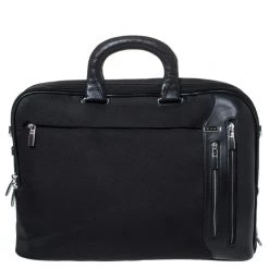 Tumi Black Nylon And Leather T-Pass Kennedy Deluxe Brief Laptop Bag For Men