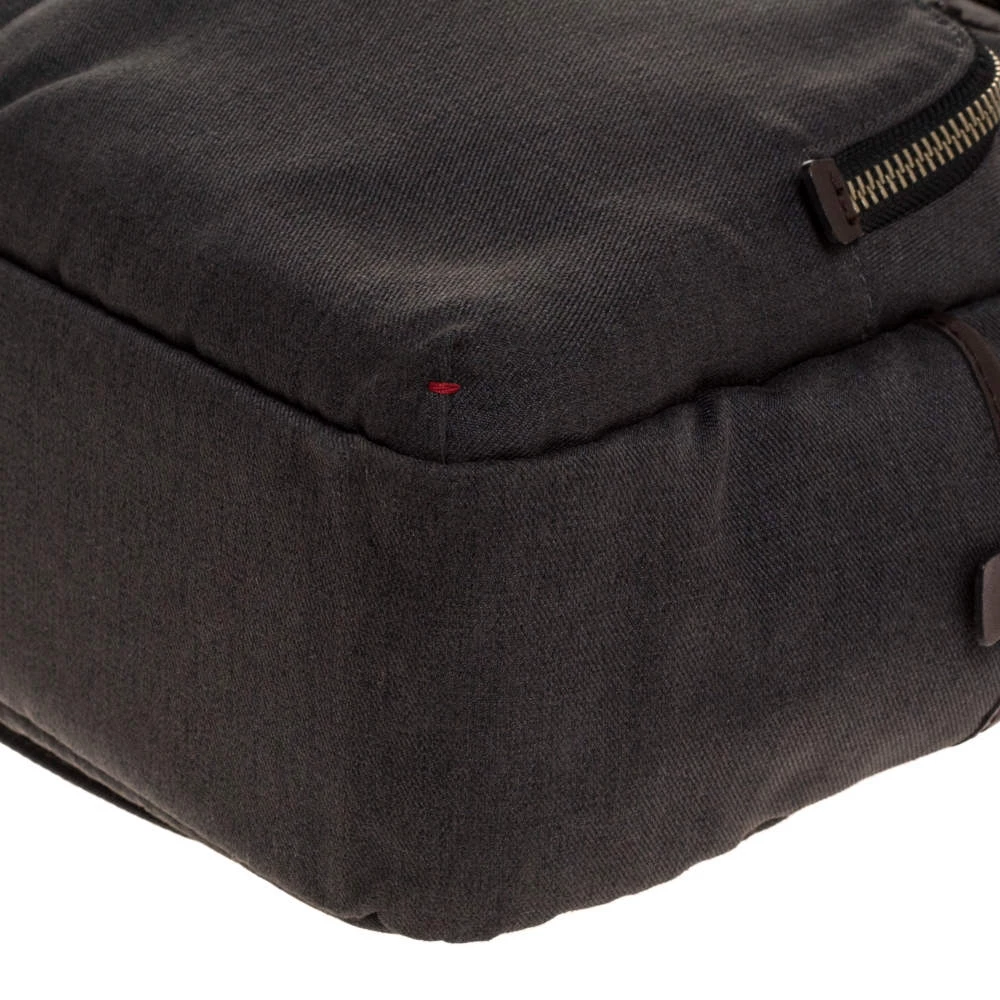 TUMI Grey/Brown Canvas And Leather Alpha Bravo Briefcase For Men - Image 10