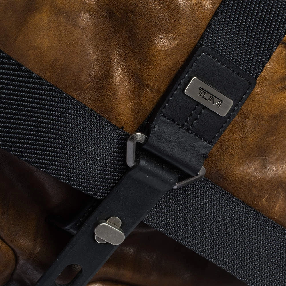 TUMI Brown/Black Leather London Roll Top Backpack For Men - Image 6