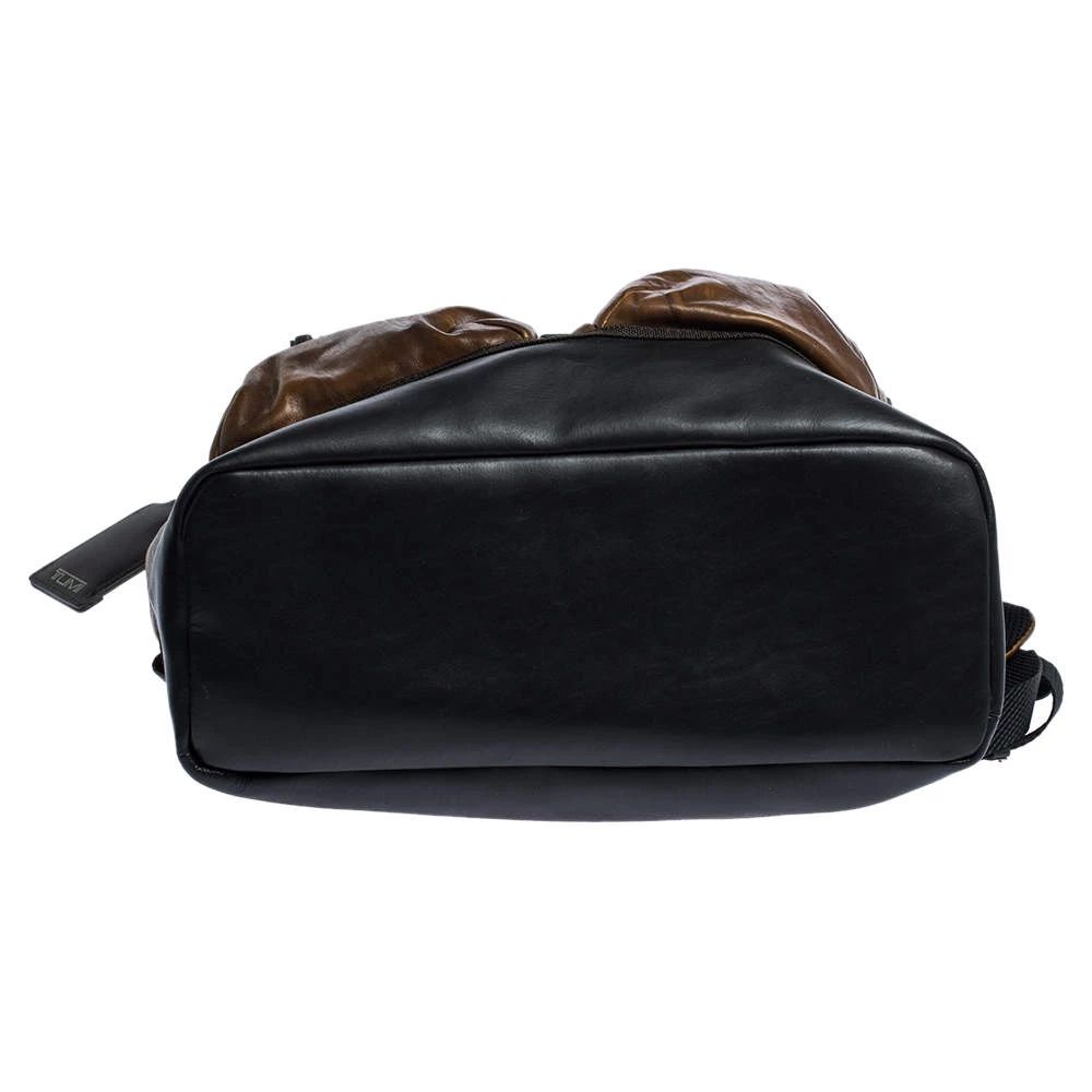 TUMI Brown/Black Leather London Roll Top Backpack For Men - Image 7
