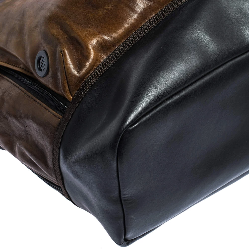 TUMI Brown/Black Leather London Roll Top Backpack For Men - Image 11