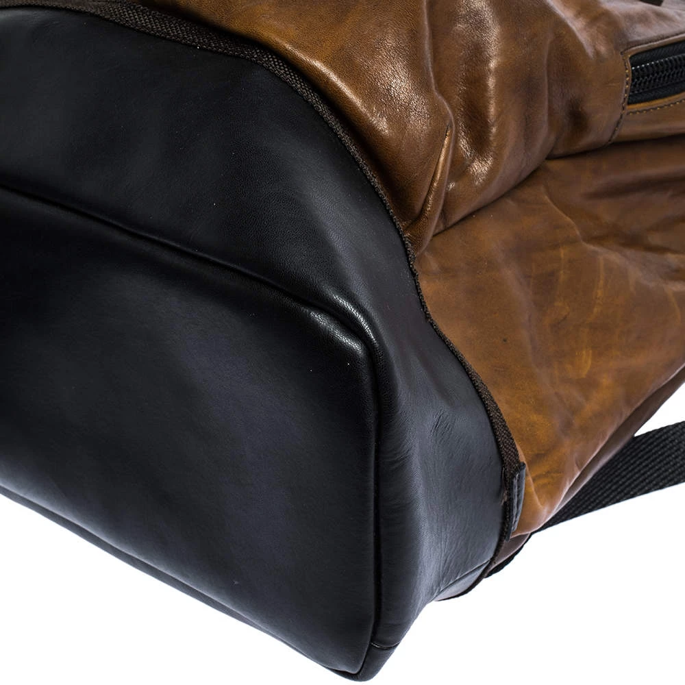 TUMI Brown/Black Leather London Roll Top Backpack For Men - Image 12