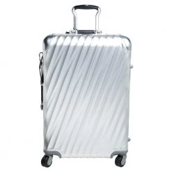 TUMI Silver Aluminum 4 Wheel Short Trip Packing Case 19 Degrees Luggage 65 For Men