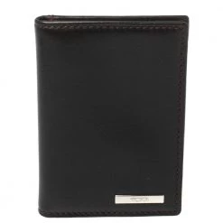 Tumi Black Leather Bifold Card Case For Men