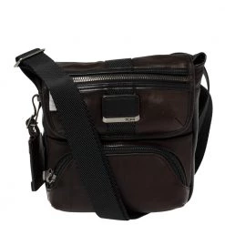Tumi Dark Brown/Black Leather Barton Crossbody Bag For Men