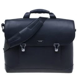 Tumi Black Leather Formula T Compartment Bag For Men