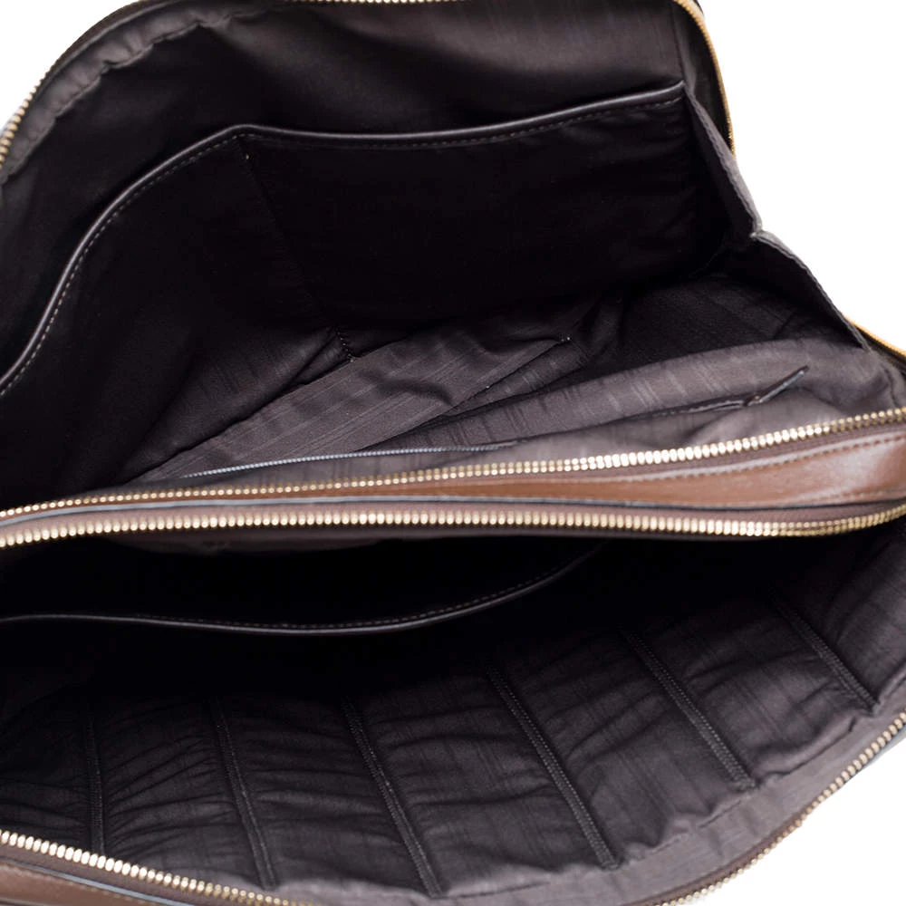 TUMI Brown Leather Double Zip Briefcase For Men - Image 7