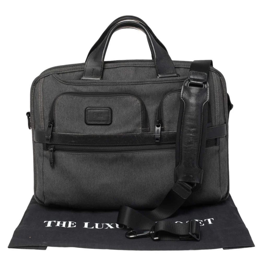 TUMI Dark Grey/Black Fabric And Leather Alpha 2 T Pass Laptop Briefcase For Men - Image 9