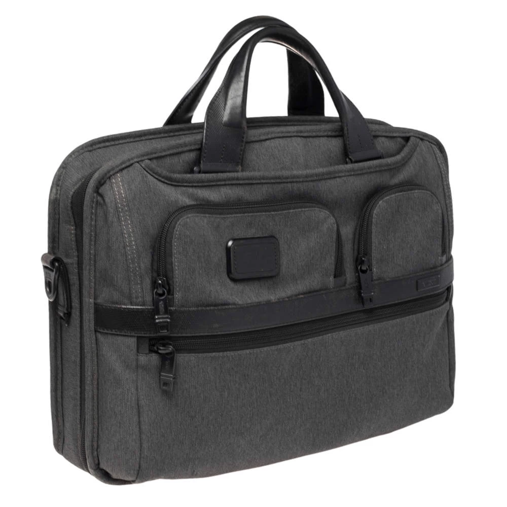 TUMI Dark Grey/Black Fabric And Leather Alpha 2 T Pass Laptop Briefcase For Men - Image 3