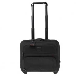 TUMI Black Nylon 2 Wheel Alpha Expandable Compact Carry On Luggage For Men