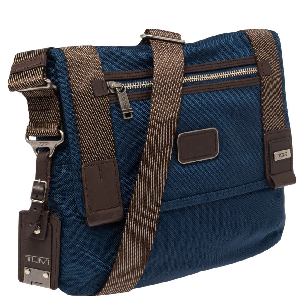 TUMI Blue/Brown Nylon And Leather Alpha Bravo Messenger Bag For Men - Image 3