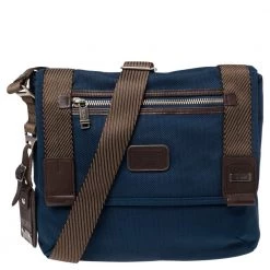 TUMI Blue/Brown Nylon And Leather Alpha Bravo Messenger Bag For Men