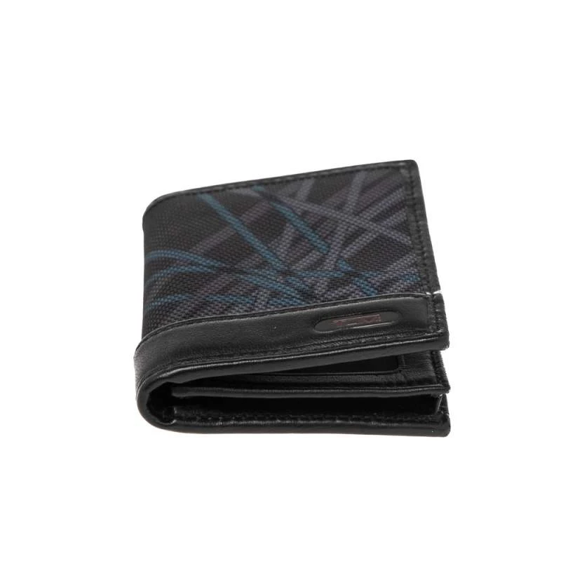 Tumi Black Graphic Print Nylon And Leather Trim Bifold Card Case For Men - Image 7