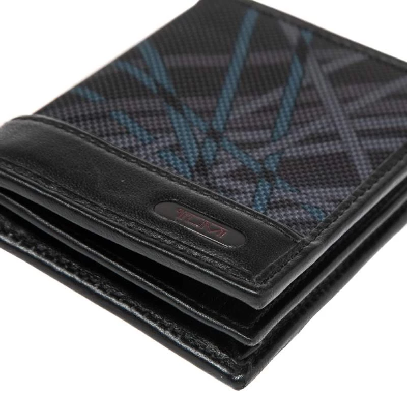 Tumi Black Graphic Print Nylon And Leather Trim Bifold Card Case For Men - Image 13