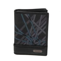 Tumi Black Graphic Print Nylon And Leather Trim Bifold Card Case For Men