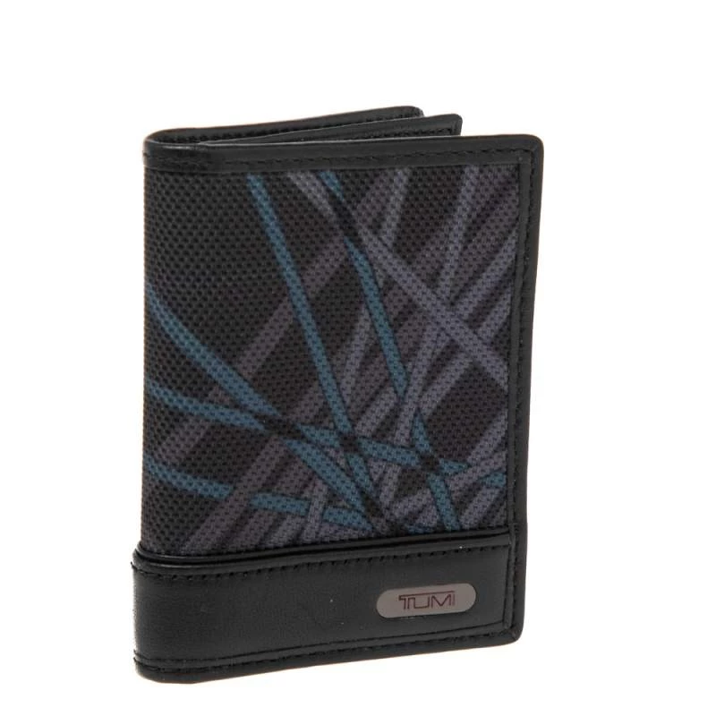 Tumi Black Graphic Print Nylon And Leather Trim Bifold Card Case For Men - Image 4