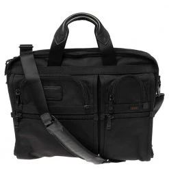 TUMI Black Nylon Alpha Compact Large Screen Laptop Briefcase For Men
