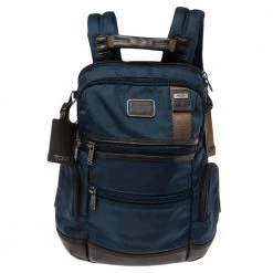 TUMI Blue/Black Leather And Ballistic Nylon Alpha Bravo Knox Backpack For Men