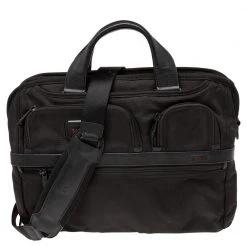 TUMI Black Nylon And Leather Alpha 2 T Pass Briefcase For Men