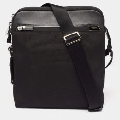 TUMI Black Nylon And Leather Messenger Bag For Men
