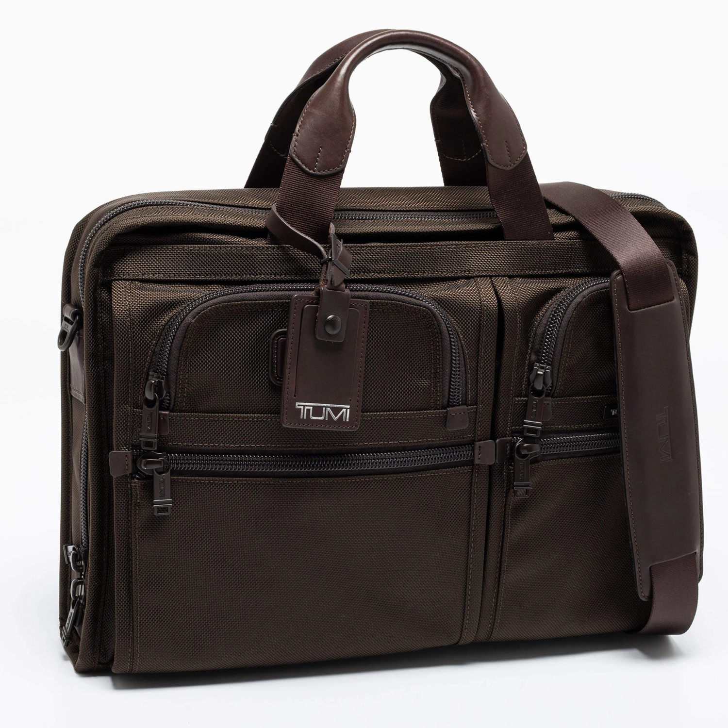 Tumi Brown Nylon Large Screen Laptop Briefcase Bag For Men - Image 3