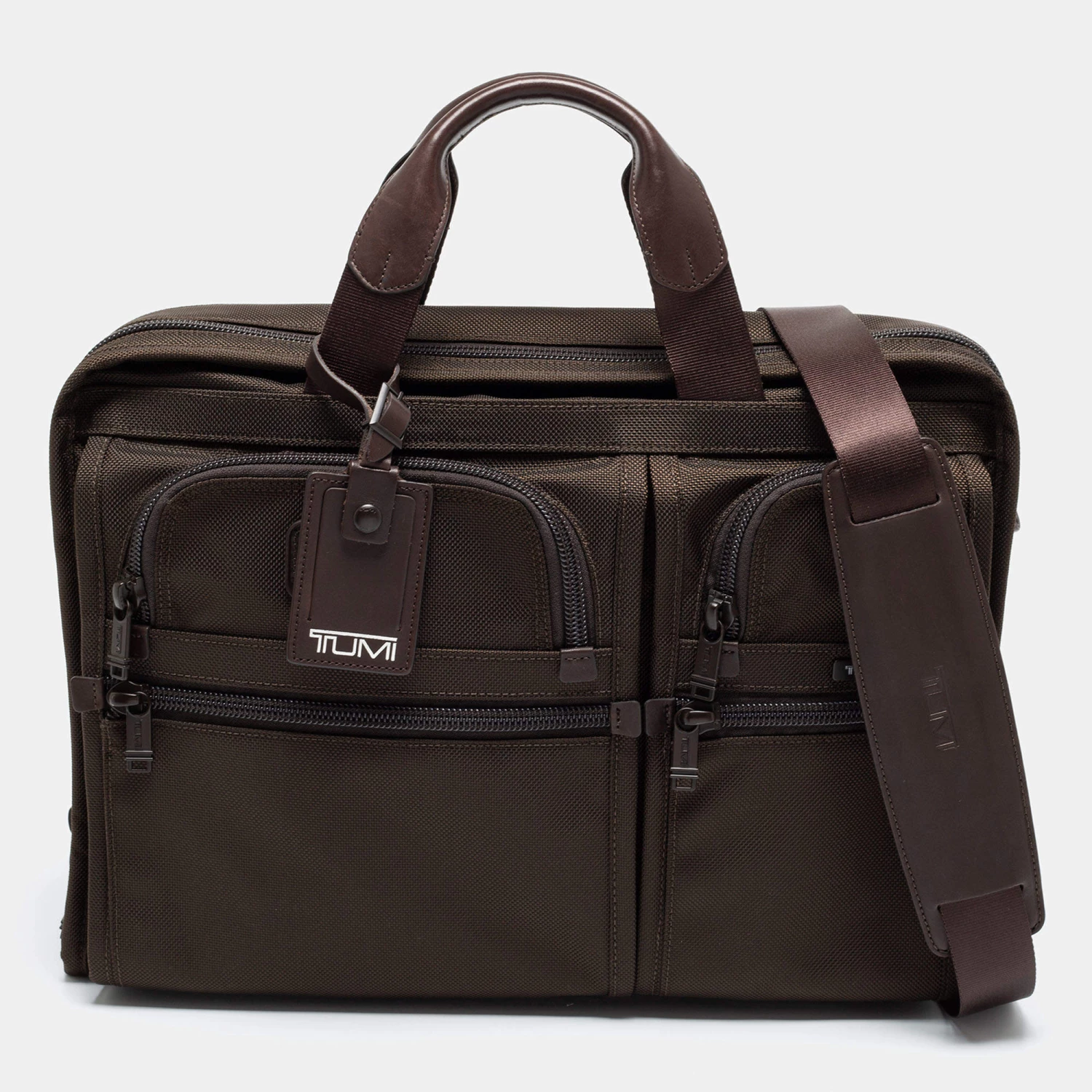 Tumi Brown Nylon Large Screen Laptop Briefcase Bag For Men