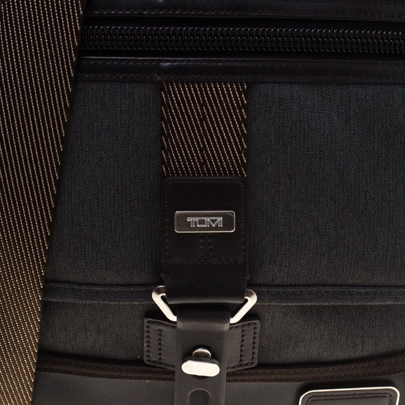 Tumi Grey/Brown Canvas And Leather Alpha Bravo Annapolis Messenger Bag For Men - Image 5