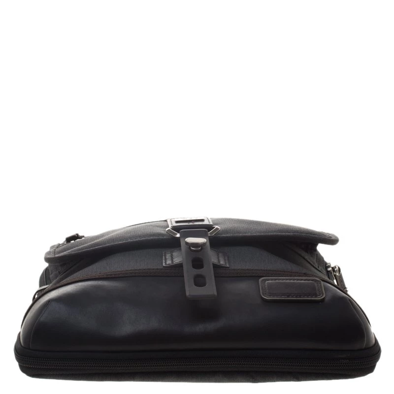 Tumi Grey/Brown Canvas And Leather Alpha Bravo Annapolis Messenger Bag For Men - Image 6