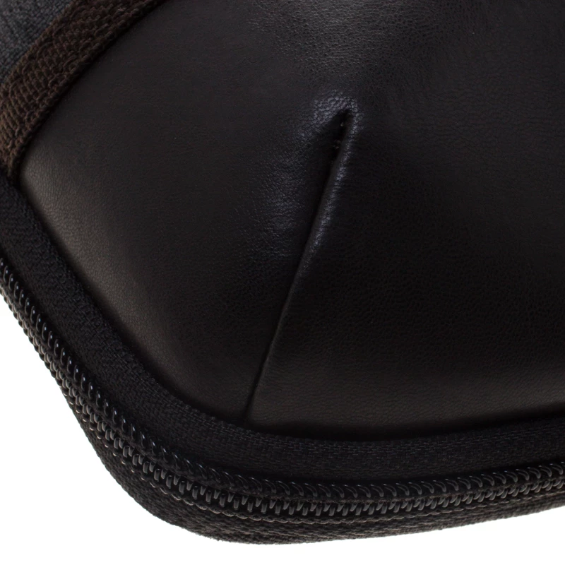 Tumi Grey/Brown Canvas And Leather Alpha Bravo Annapolis Messenger Bag For Men - Image 10