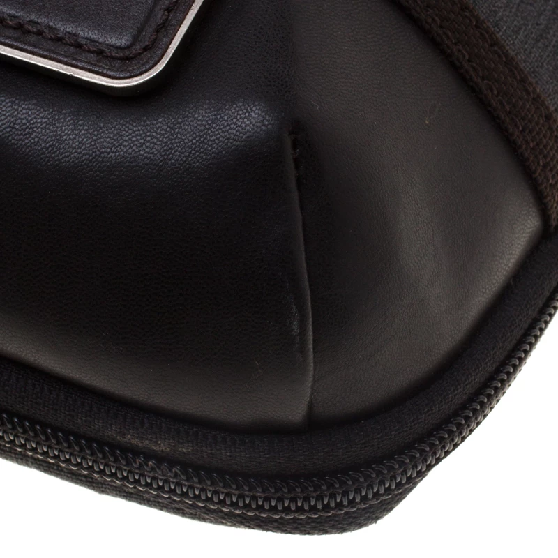 Tumi Grey/Brown Canvas And Leather Alpha Bravo Annapolis Messenger Bag For Men - Image 11