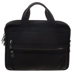 Tumi Black Nylon Expandable Portfolio Alpha Laptop Bag For Men