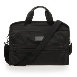 TUMI Black Slim Large Screen Laptop Briefcase For Men