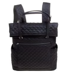 Tumi Black Quilted Fabric Lehigh Foldover Backpack For Men