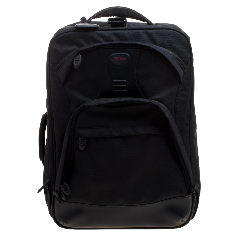 Tumi Black Nylon T2 Wheeled Backpack For Men
