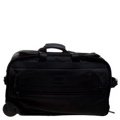 Tumi Black Nylon Alpha Lightweight Wheeled Carry-On Duffel For Men