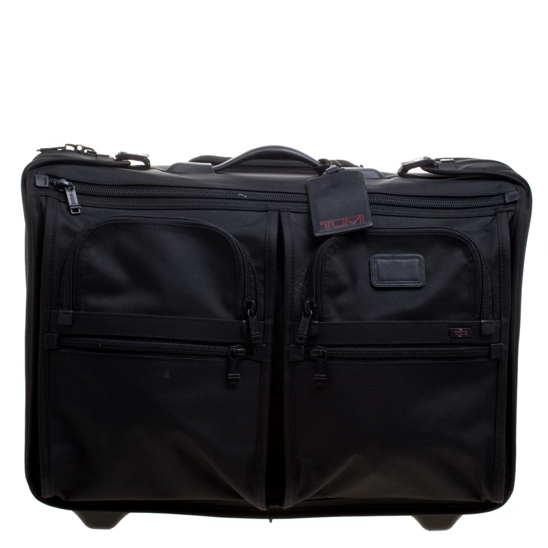 Tumi Black Nylon Carry On Garment Rolling Suitcase For Men