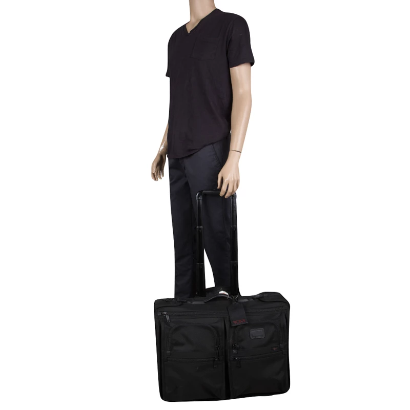 Tumi Black Nylon Carry On Garment Rolling Suitcase For Men - Image 2