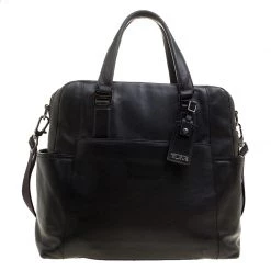 Tumi Black Leather Soft Briefcase For Men