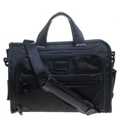 Tumi Black Nylon Alpha 2 Slim Deluxe Portfolio Bag For Men