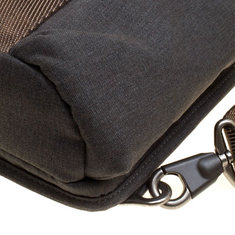 Tumi Grey/Brown Fabric And Leather Alpha Bravo Monterey Sling Bag For Men - Image 12