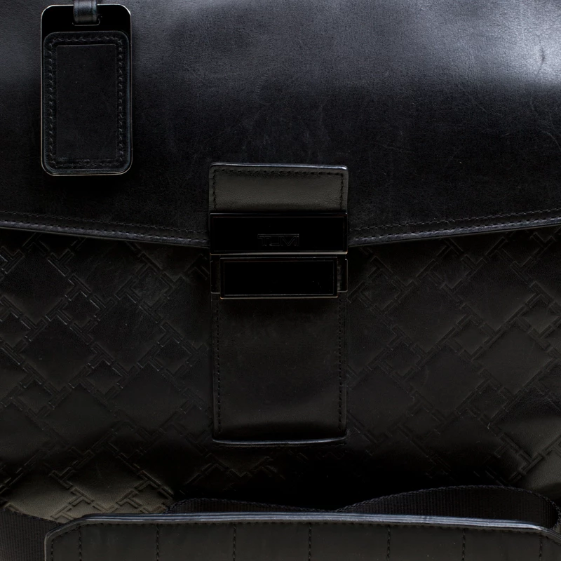 TUMI Black Leather Ticon Slim Flap Briefcase For Men - Image 5