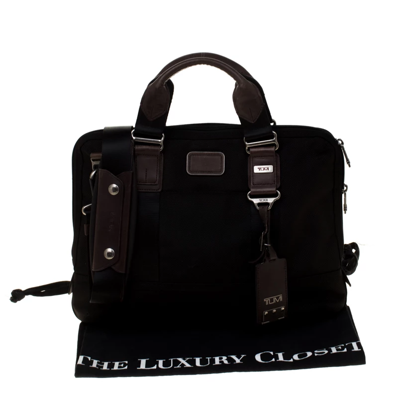 Tumi Black/Brown Fabric And Leather Briefcase For Men - Image 9