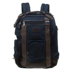 TUMI Navy Blue/Brown Nylon And Leather Alpha Bravo Shaw Backpack For Men